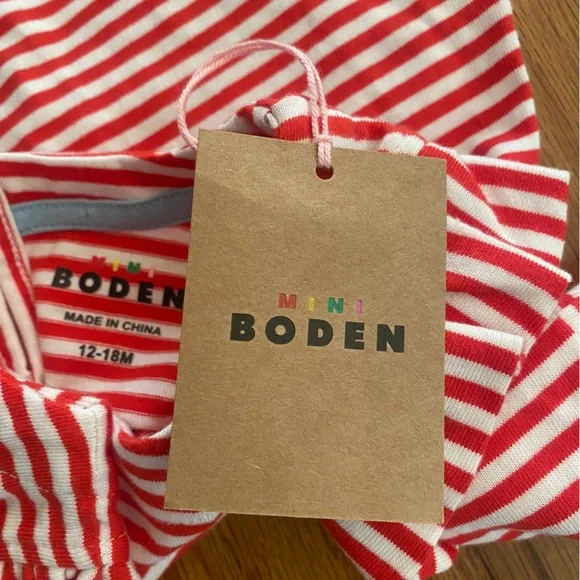 Mini Boden Ruffles Red Striped Long Sleeve Appliqué Dog Top
